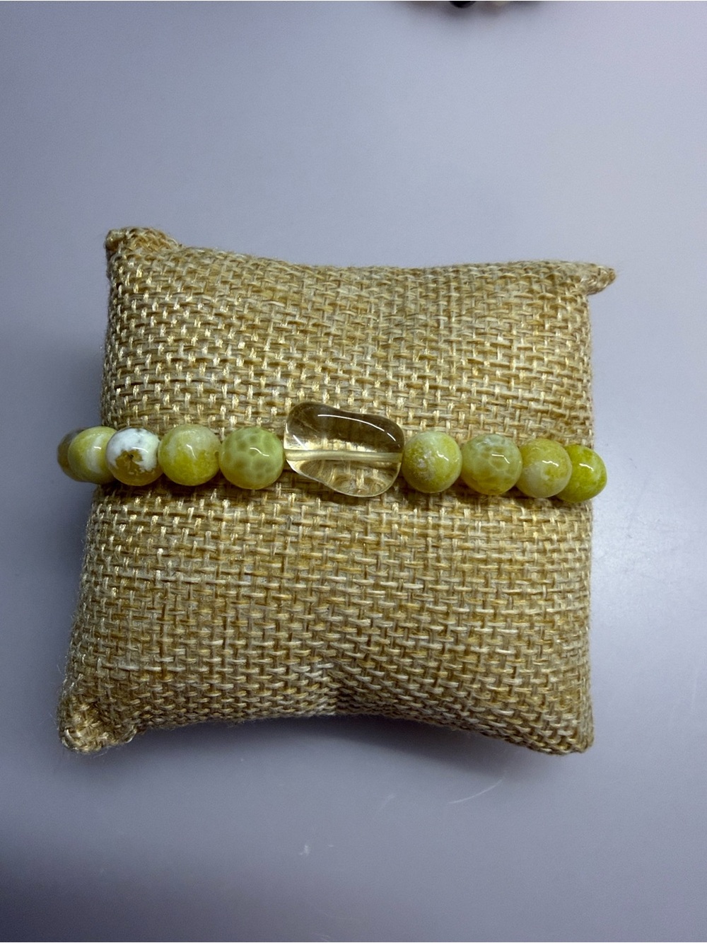 Yellow Serpentine Gemstone Stretch Bracelet